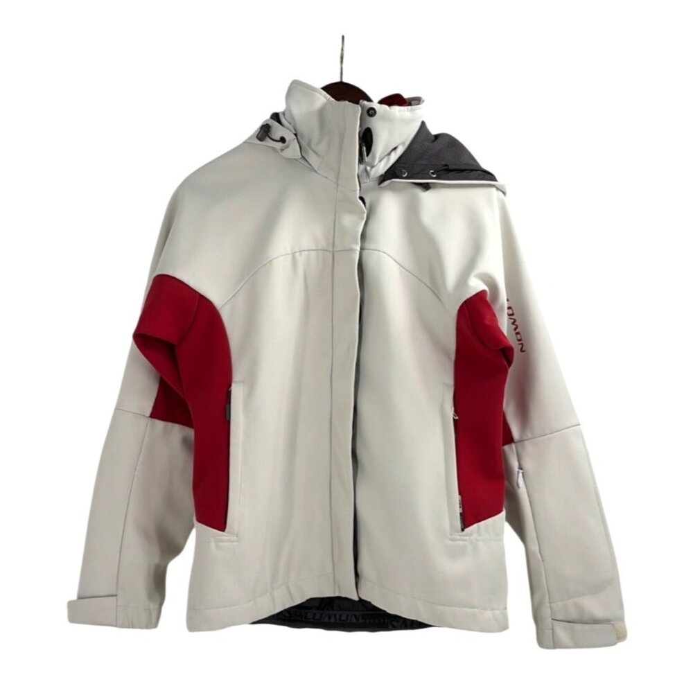 Vintage Salomon Womens Medium 3in1 Ski Jacket Red White Lined Hooded Smart Skin